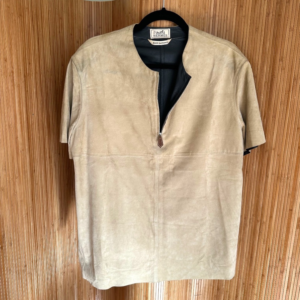 Hermès Chevreau Kidskin Quarter-Zip T Shirt
